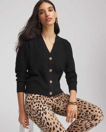Chico's Women | Relaxed-Fit Button-Front Cardigan BLACK