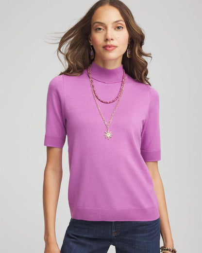 Chico's Women | Ella Elbow Sleeve Mockneck Sweater GOOSEBERRY
