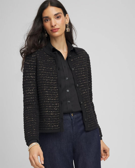 Chico's Women | Shine Cropped Cardigan BLACK