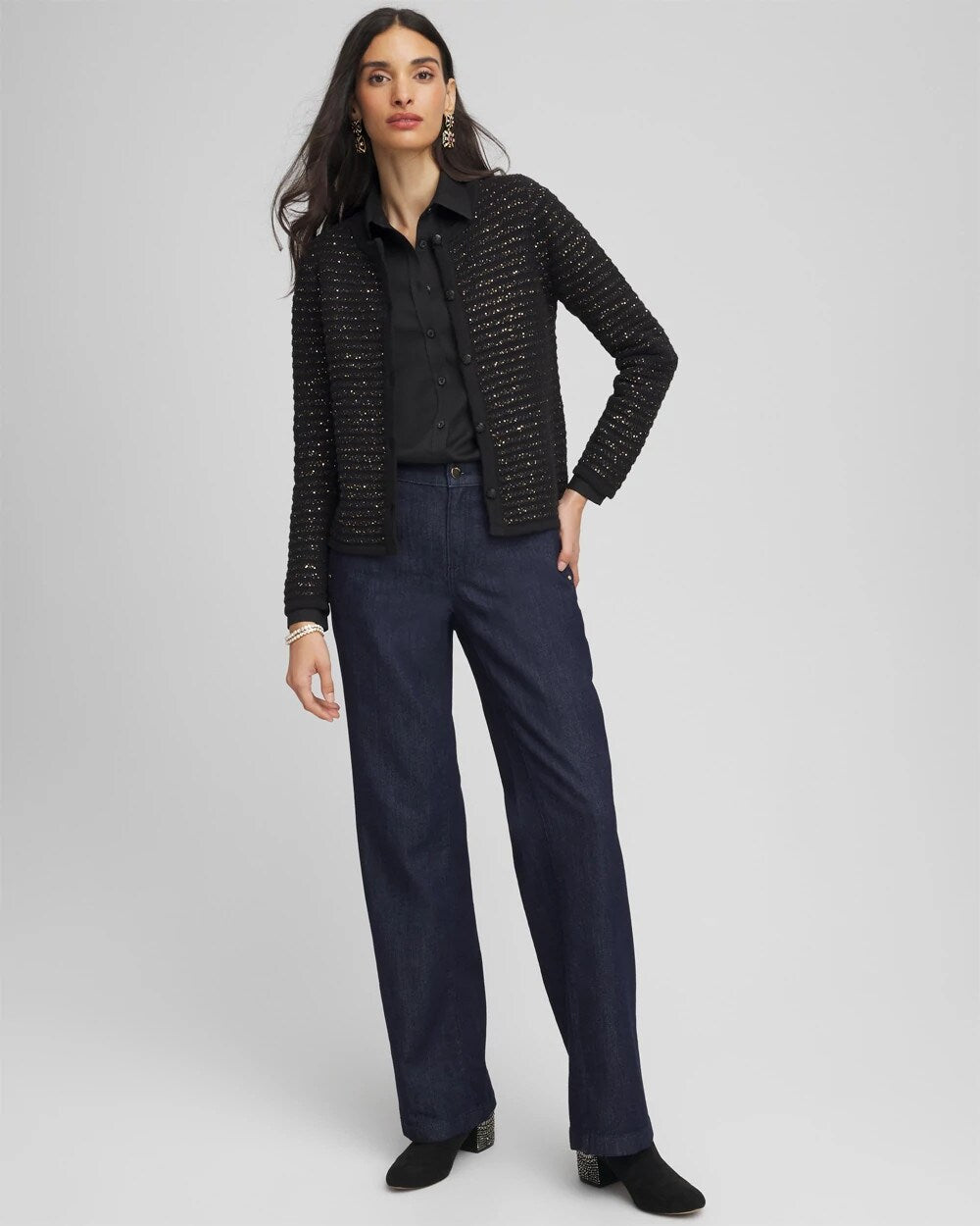 Chico's Women | Shine Cropped Cardigan BLACK