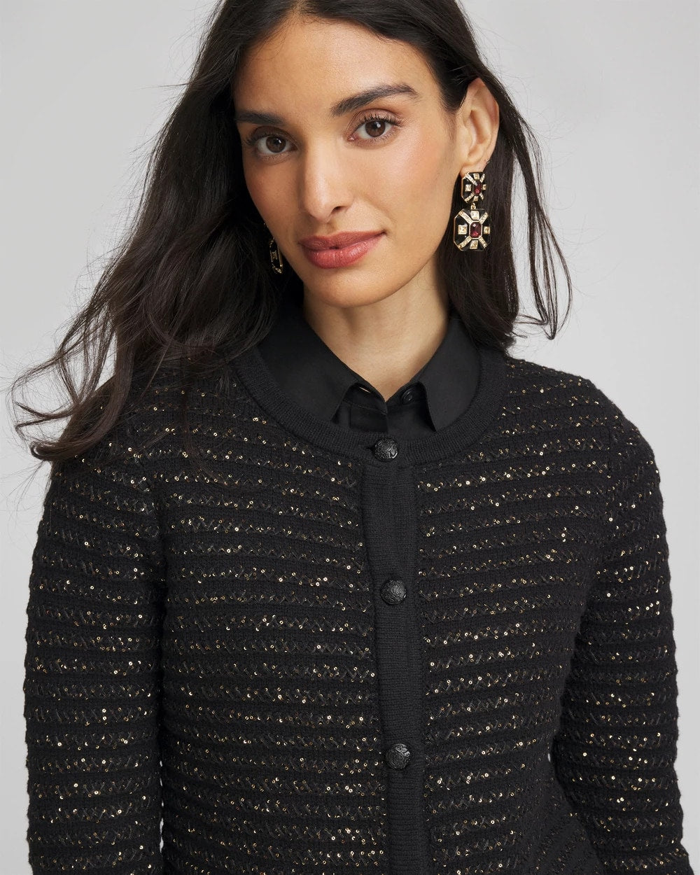 Chico's Women | Shine Cropped Cardigan BLACK
