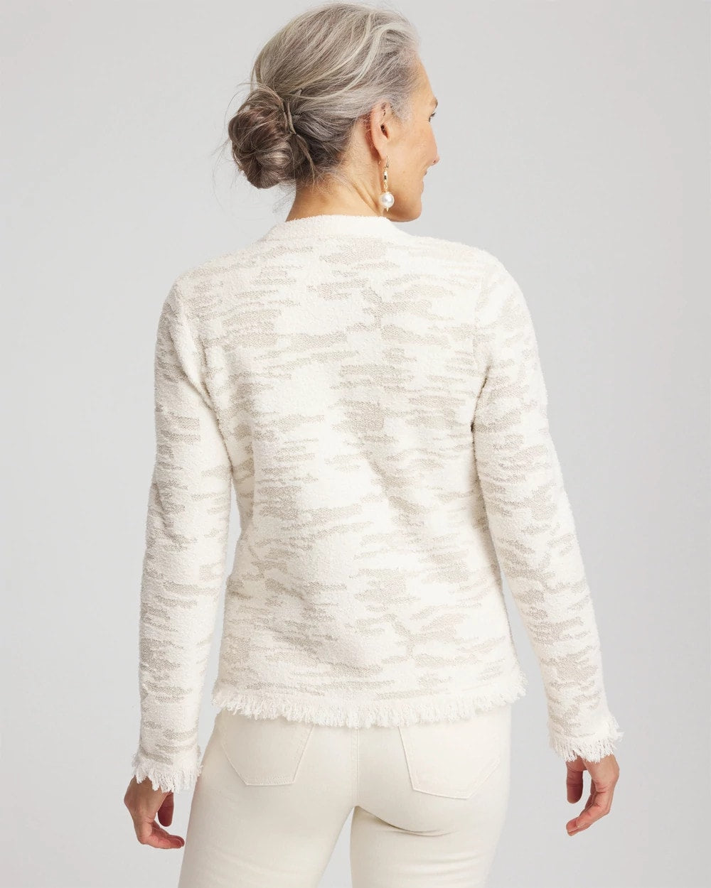 Chico's Women | Fringe Textured V-Neck Cardigan ENGLISH CREAM