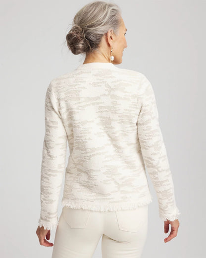 Chico's Women | Fringe Textured V-Neck Cardigan ENGLISH CREAM