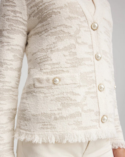 Chico's Women | Fringe Textured V-Neck Cardigan ENGLISH CREAM