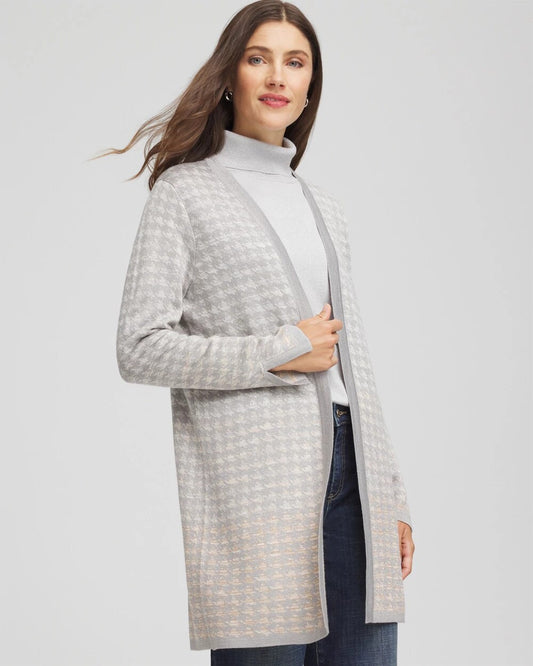 Chico's Women | Metallic Herringbone Cardigan GRAY