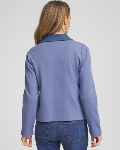 Chico's Women | Denim Colorblock Marl Shirt Jacket BLUE LOTUS