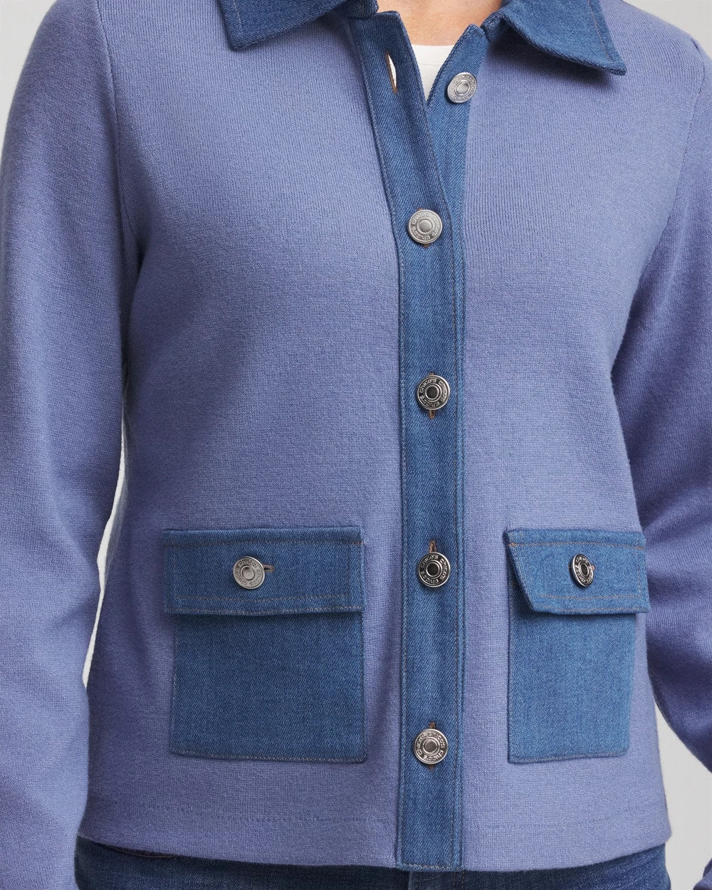 Chico's Women | Denim Colorblock Marl Shirt Jacket BLUE LOTUS