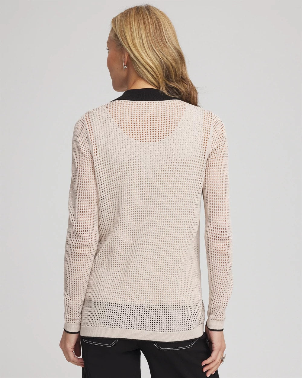 Chico's Women | Pointelle Polo Cardigan SMOKEY TAUPE