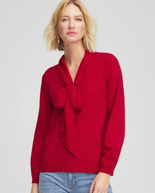 Chico's Women | Bow-Detailed Sweater CARMINE RED