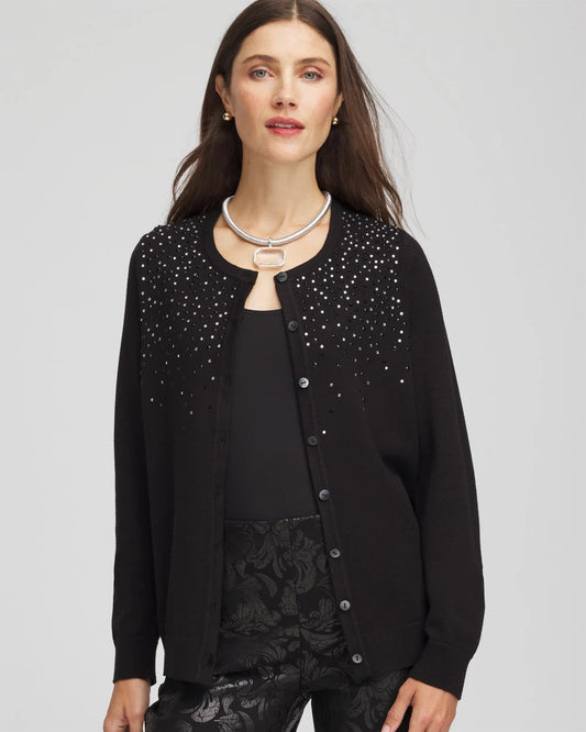 Chico's Women | Ombré Rhinestone Cardigan BLACK