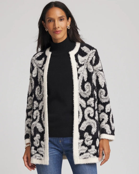 Chico's Women | Abstract Fuzzy Cardigan BLACK