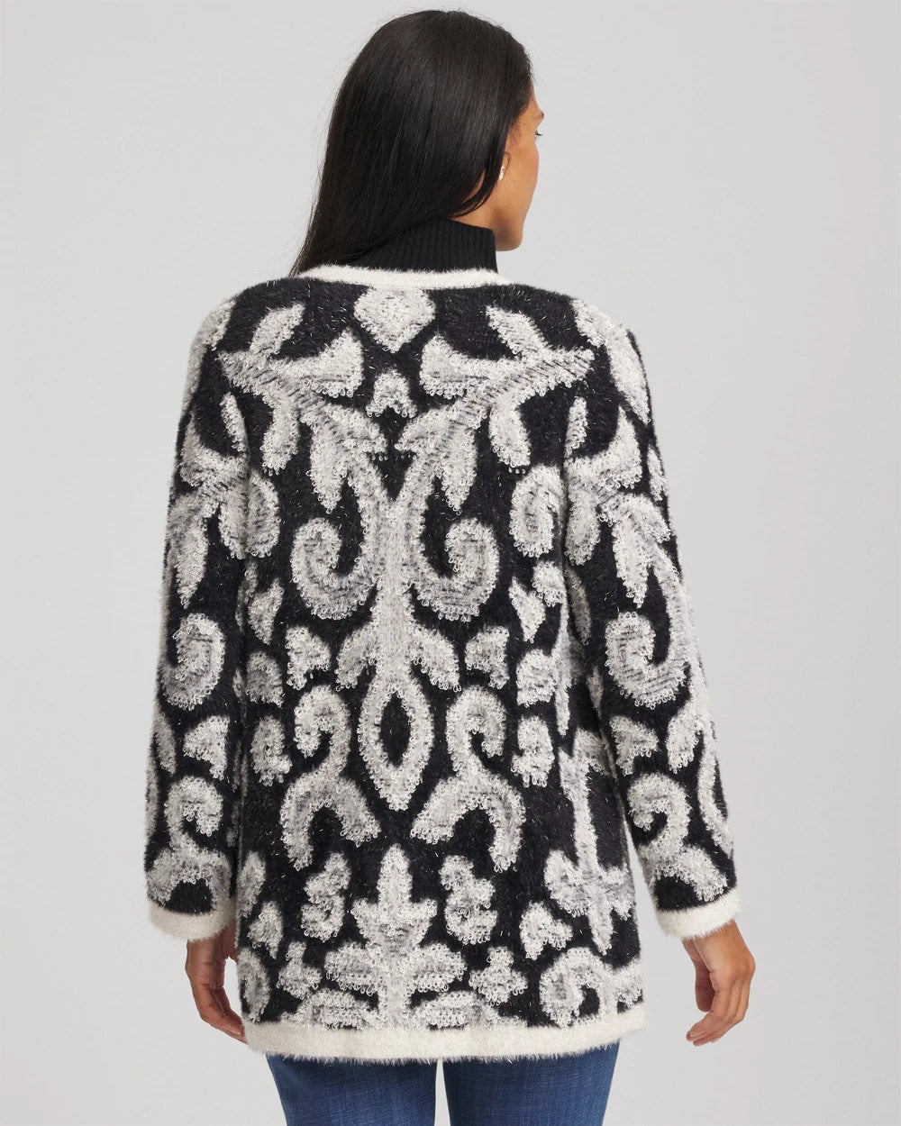 Chico's Women | Abstract Fuzzy Cardigan BLACK