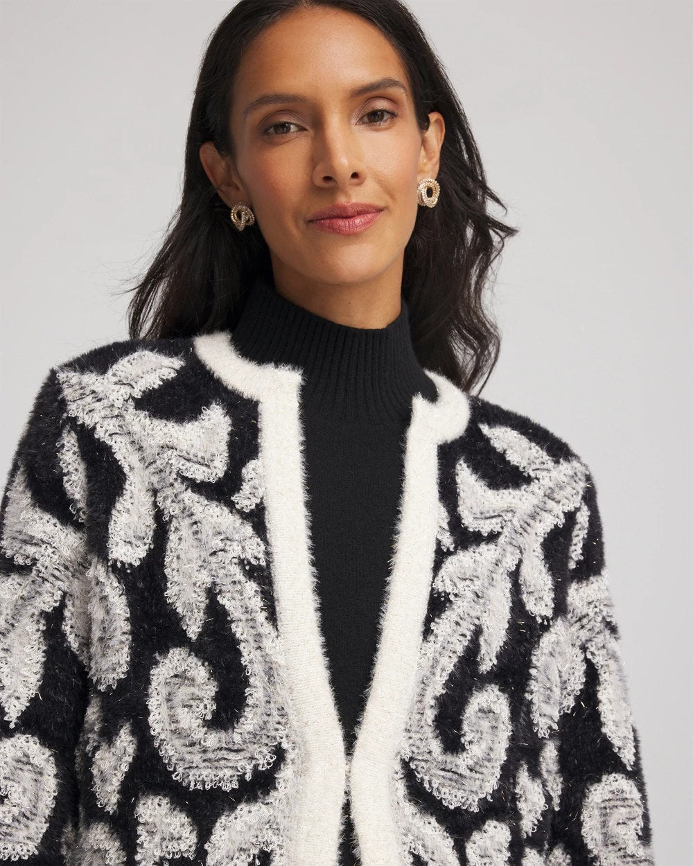 Chico's Women | Abstract Fuzzy Cardigan BLACK