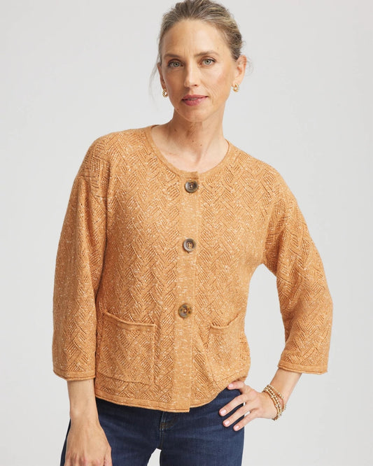 Chico's Women | Tweed Cropped Sweater BURNT SIENNA