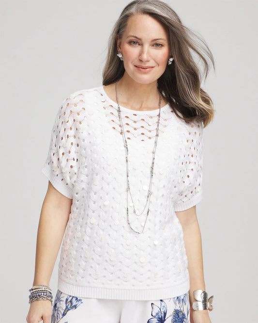 Chico's Women | Dolman Pointelle Sweater ALABASTER