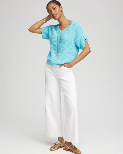 Chico's Women | Sequin V-Neck Pullover Sweater PARADISO BLUE