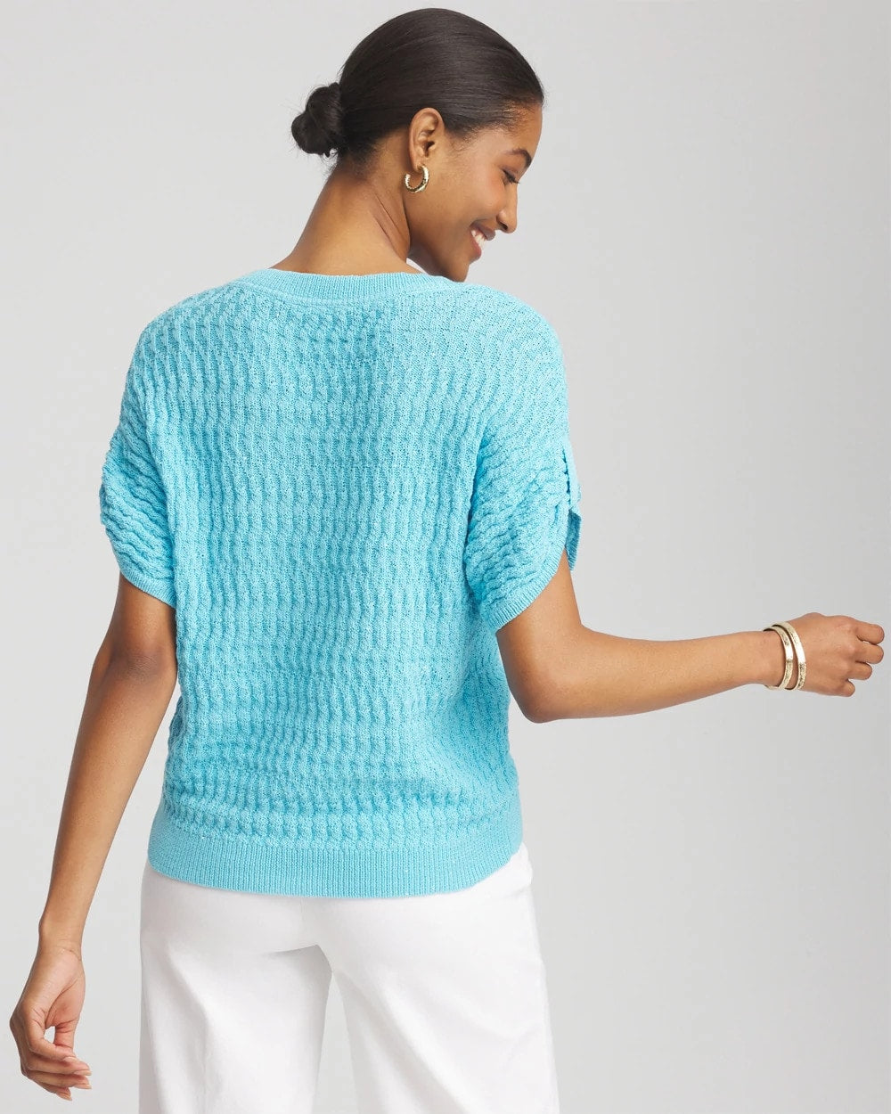 Chico's Women | Sequin V-Neck Pullover Sweater PARADISO BLUE
