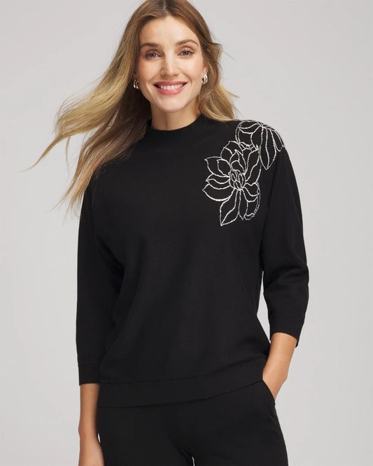 Chico's Women | Zenergy® Luxe Intarsia Sweater BLACK