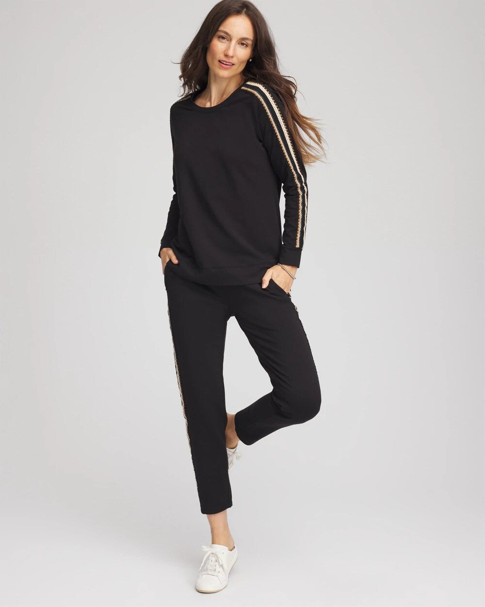 Chico's Women | Zenergy® Lattice-Trim Pullover Top BLACK