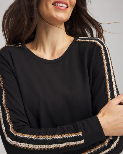 Chico's Women | Zenergy® Lattice-Trim Pullover Top BLACK