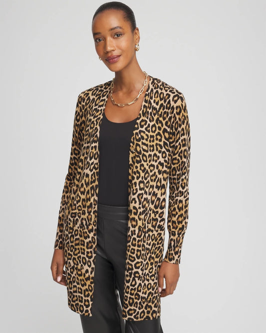 Chico's Women | Ella Animal-Print Cardigan Sweater SAND