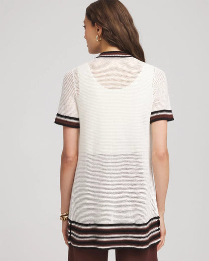 Chico's Women | Pointelle High-Style Short-Sleeve Cardigan ECRU