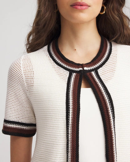 Chico's Women | Pointelle High-Style Short-Sleeve Cardigan ECRU