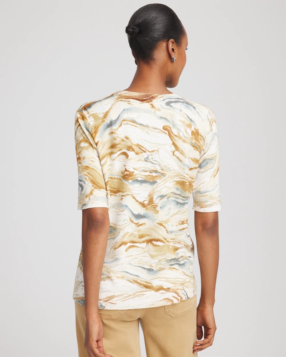 Chico's Women | Printed Crewneck Sweater ECRU