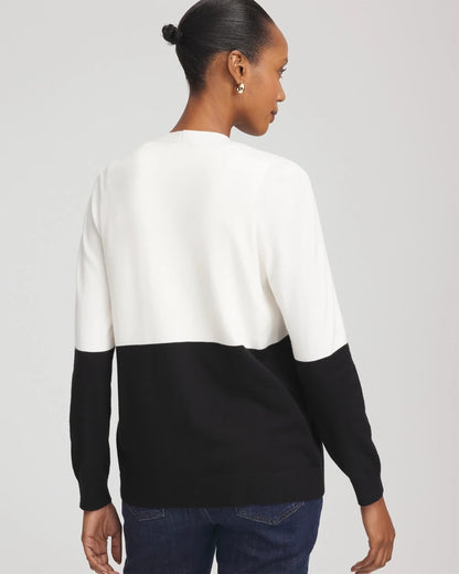 Chico's Women | Ella Colorblock Long-Sleeve Cardigan ECRU