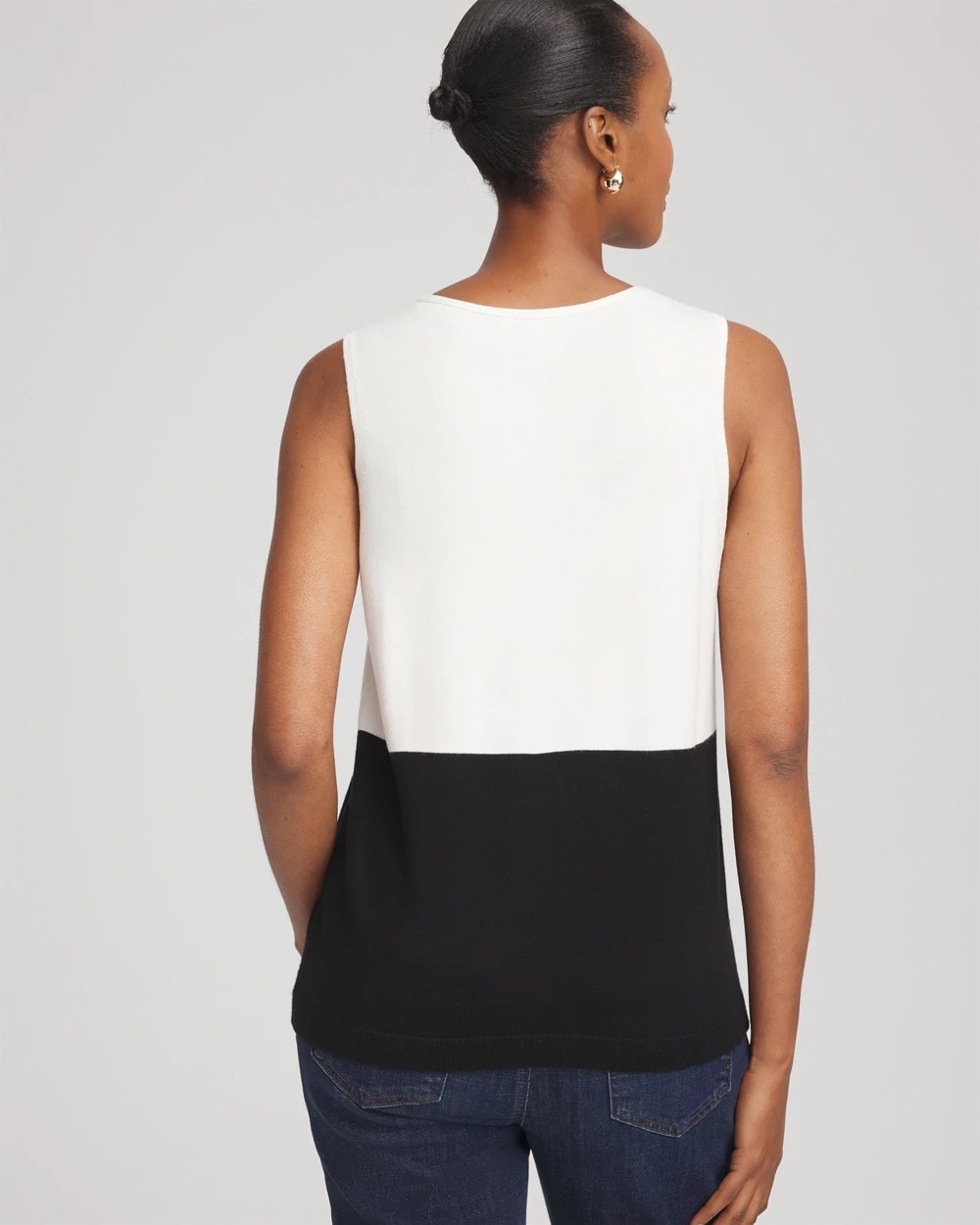 Chico's Women | Colorblock V-neck Sweater Tank ECRU