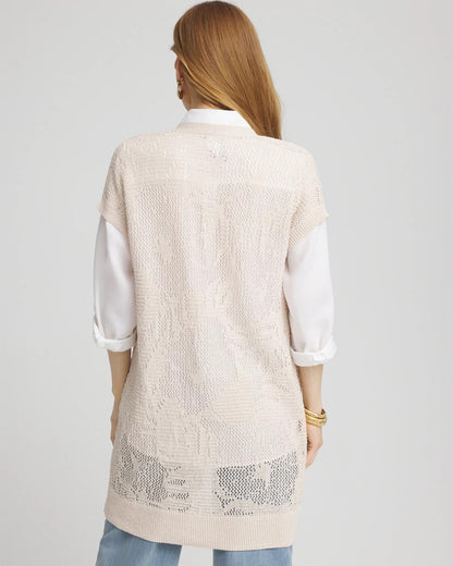 Chico's Women | Pointelle Open-Front Cardigan GLISTENING SAND