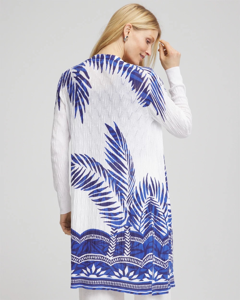 Chico's Women | Island Motif Pointelle Long Cardigan ALABASTER