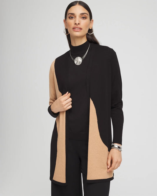 Chico's Women | Intarsia Colorblock Cardigan BLACK