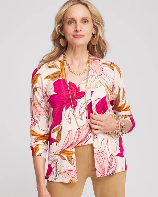 Chico's Women | Blooms Long Sleeve Cardigan BERRY COMPOTE