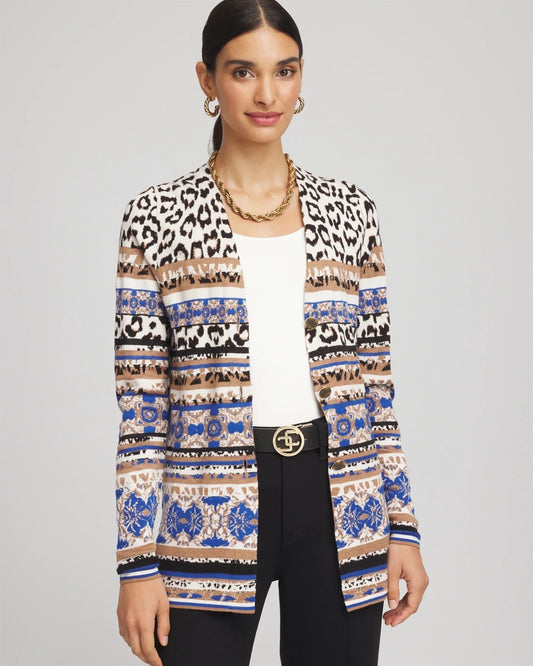 Chico's Women | Animal Fair Isle Cardigan ENGLISH CREAM