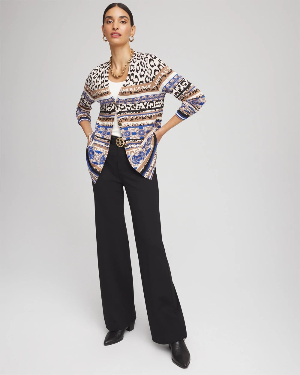 Chico's Women | Animal Fair Isle Cardigan ENGLISH CREAM