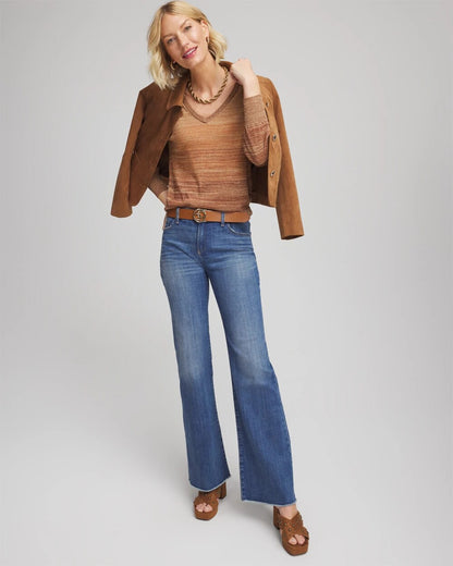 Chico's Women | Ombre Metallic Pullover Sweater CARAMEL APPLE