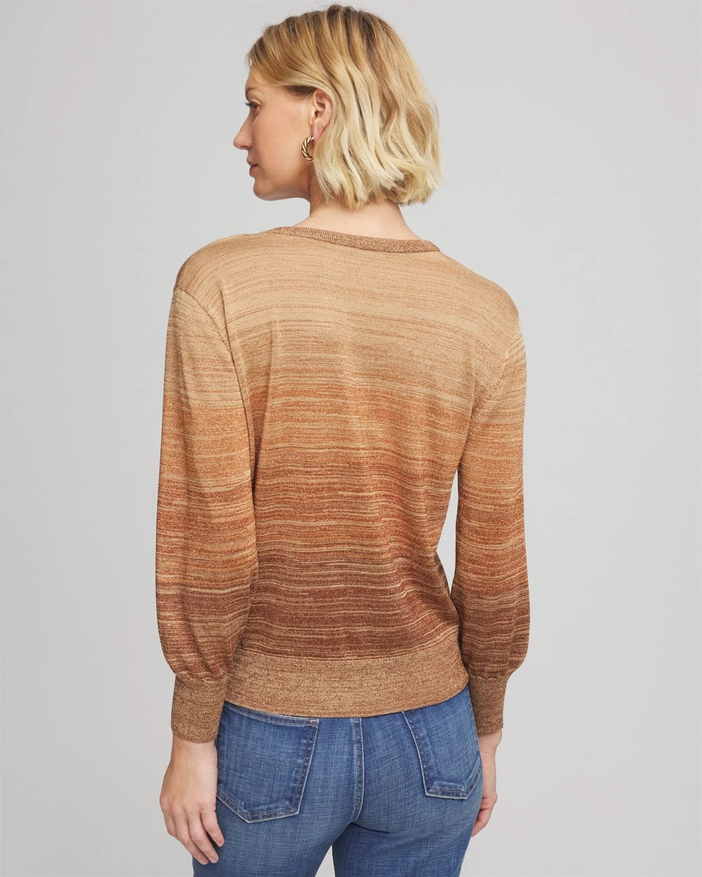 Chico's Women | Ombre Metallic Pullover Sweater CARAMEL APPLE