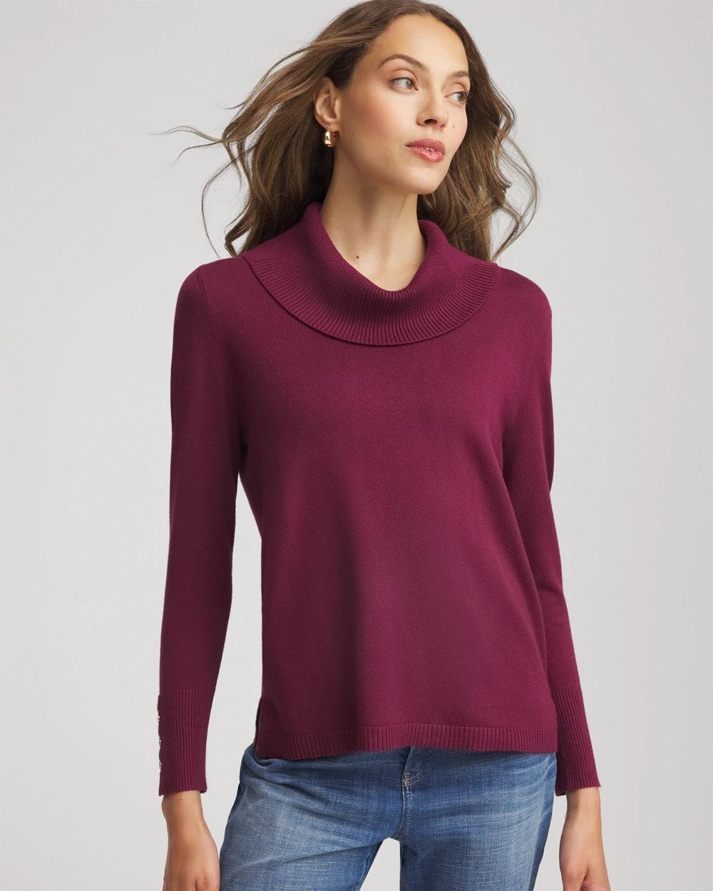 Chico's Women | Cowlneck Long-Sleeved Sweater DEEP CHIANTI