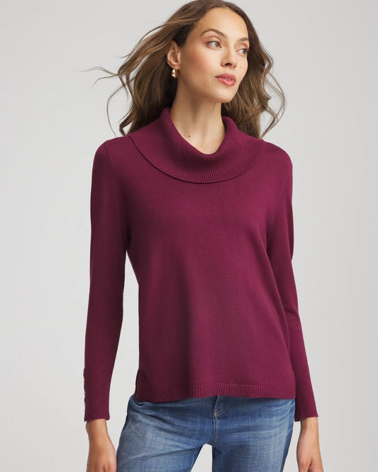 Chico's Women | Cowlneck Long-Sleeved Sweater DEEP CHIANTI