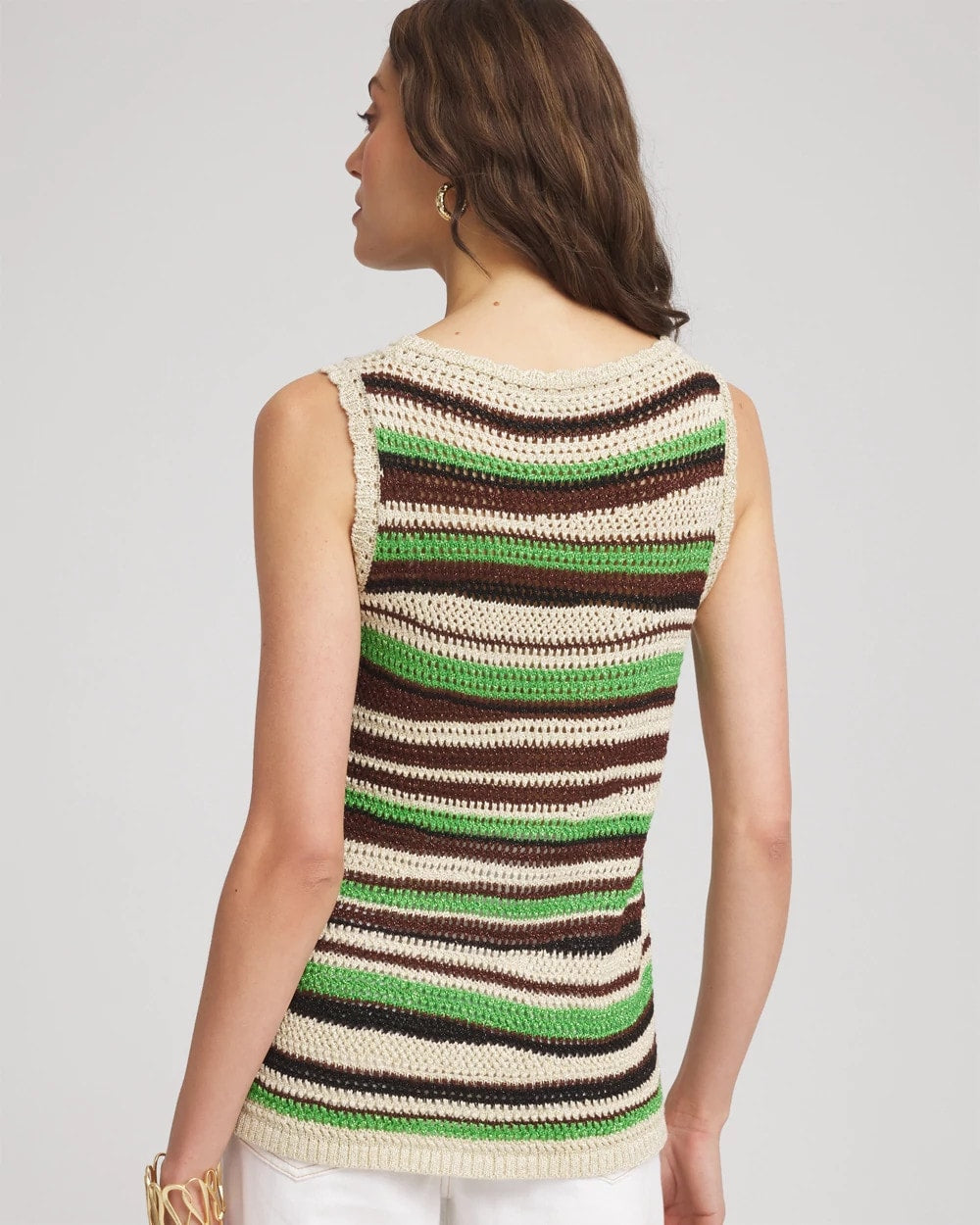 Chico's Women | Contemporary Striped Sweater Tank SALTED LIME