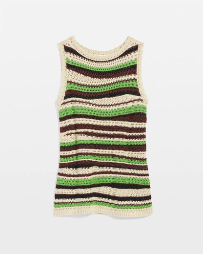 Chico's Women | Contemporary Striped Sweater Tank SALTED LIME