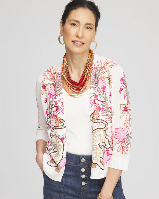 Chico's Women | Summer Romance Floral Cardigan ECRU