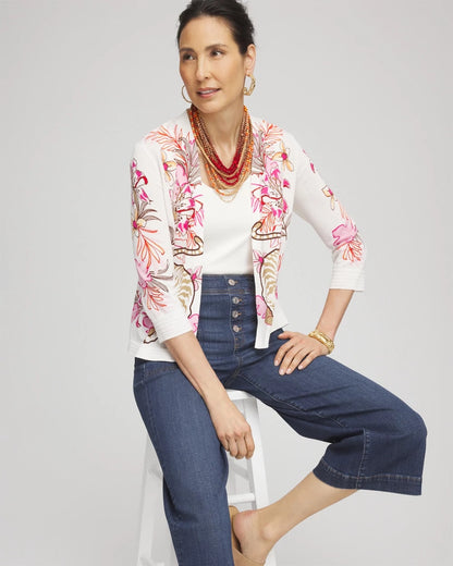 Chico's Women | Summer Romance Floral Cardigan ECRU