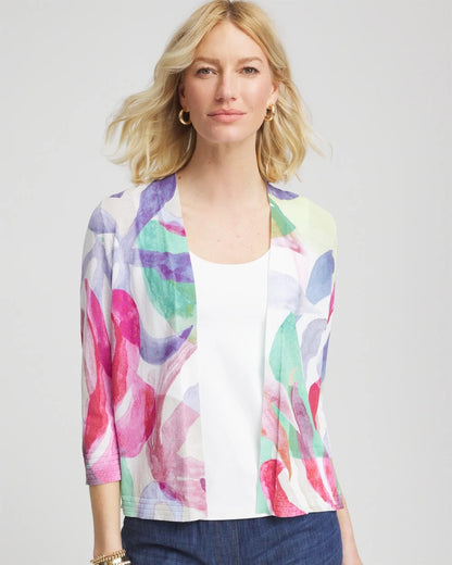 Chico's Women | Summer Romance Watercolor Cardigan ECRU