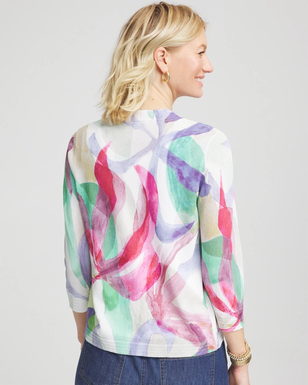 Chico's Women | Summer Romance Watercolor Cardigan ECRU