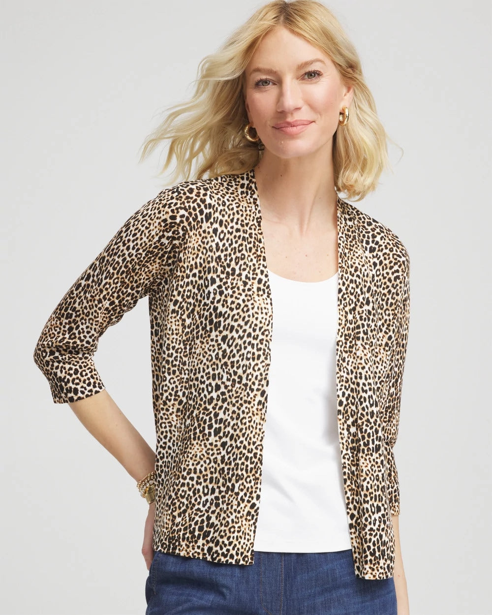 Chico's Women | Summer Romance Animal Print Cardigan BLACK