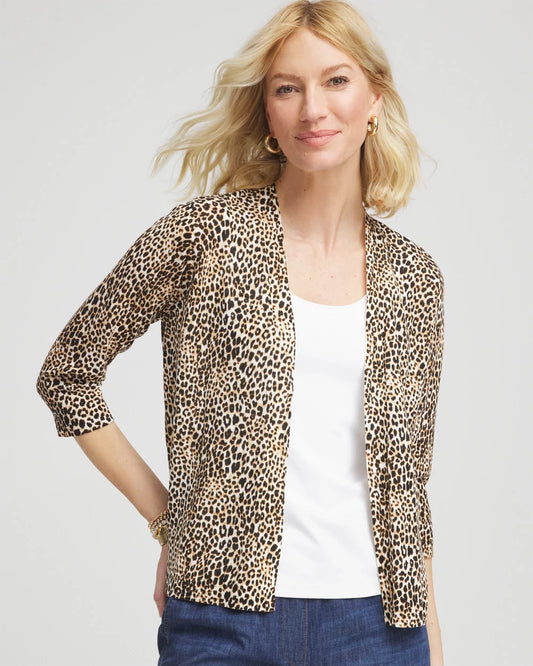 Chico's Women | Summer Romance Animal Print Cardigan BLACK