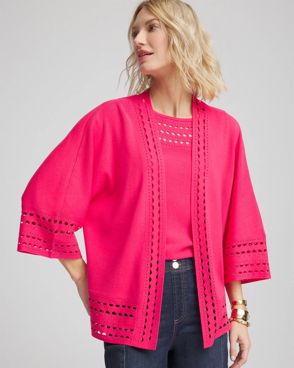 Chico's Women | Cutout Open-Front Cardigan DRIED ROSES