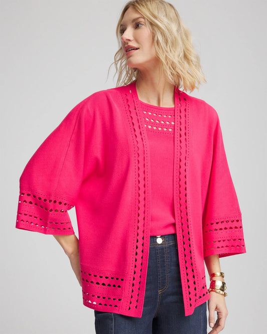 Chico's Women | Cutout Open-Front Cardigan DRIED ROSES